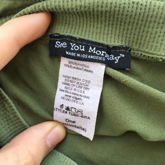 Army Green Bandeau & Nude Lounge Bra Set sz Medium - Picture 6 of 6